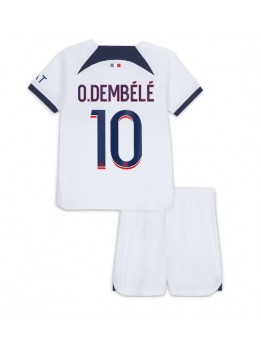 Otroški Nogometna dresi replika Paris Saint-Germain Ousmane Dembele #10 Gostujoči 2023-24 Kratek rokav (+ hlače)